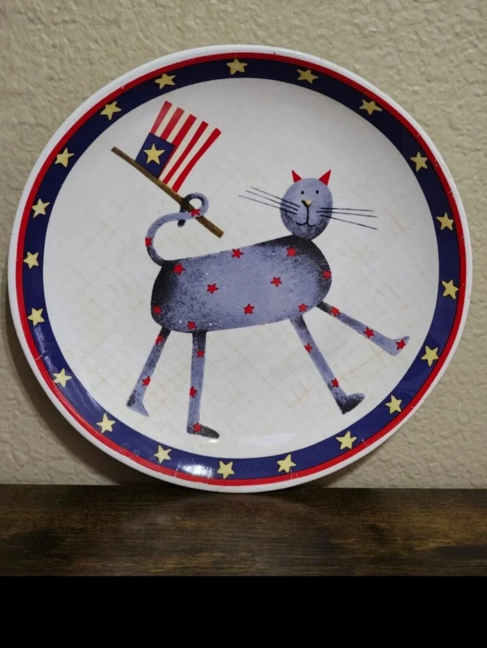 Rare Collectible Jo-Ann Fabric Debbie Mumm Red White & Blue Patriotic Plate